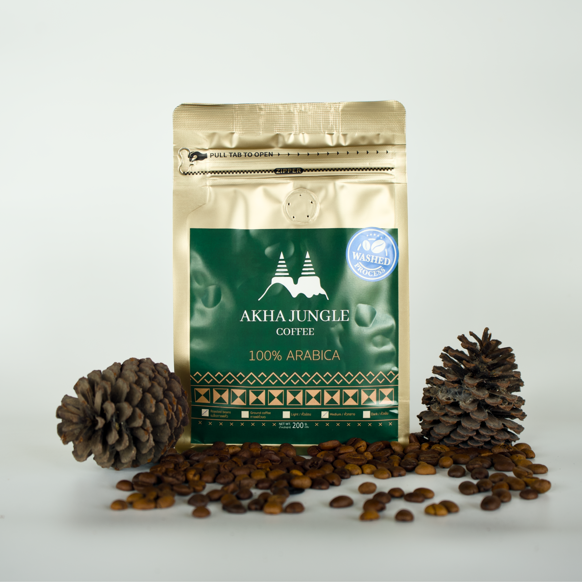 เมล็ดกาแฟคั่วกลาง 200 กรัม